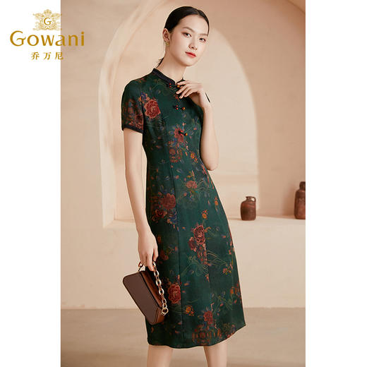 【暗夜花香】【香云纱】乔万尼真丝连衣裙夏季桑蚕丝复古盘扣新款EI2E715 商品图1