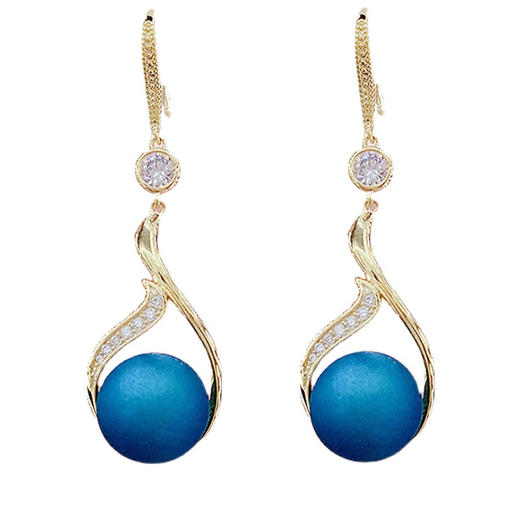 JU-D0816韩国东大门新款耳环女法式长款港风珍珠耳坠优雅气质显瘦脸耳饰品 商品图4