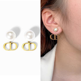 JU-D9876复古耳钉耳坠2021年新款潮法式网红女气质耳环双面大小珍珠耳饰女
