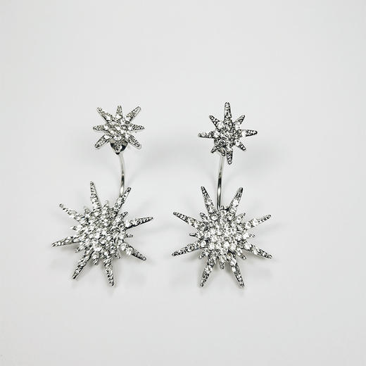 JU-HG0320欧美气质夸张后挂式镶钻八芒星耳环网红时尚街拍太阳花耳钉耳坠女 商品图3