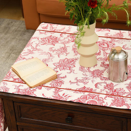 红色藤蔓田园美式轻奢桌旗茶几巾 商品图4