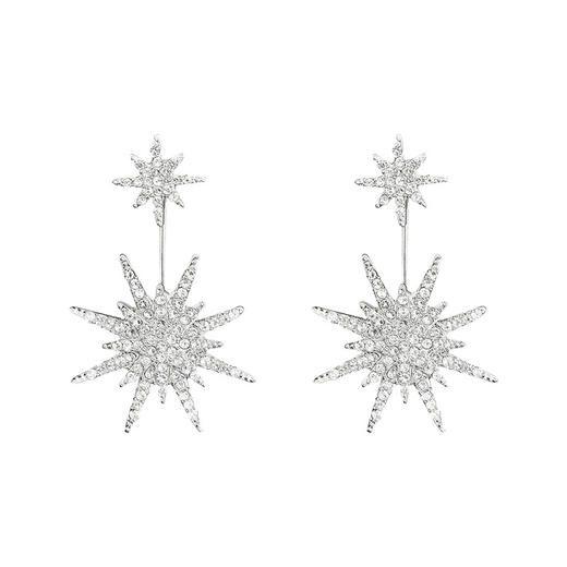 JU-HG0320欧美气质夸张后挂式镶钻八芒星耳环网红时尚街拍太阳花耳钉耳坠女 商品图4