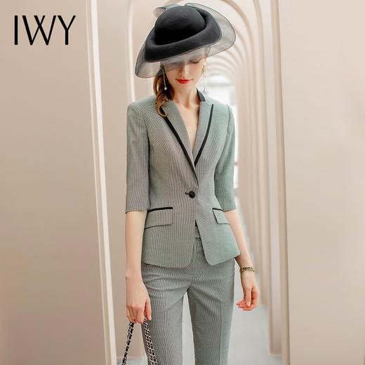 IWY/七分袖套装女高级灰色商务西装干练时尚气质职业装OL工作服C1134+P433 商品图1