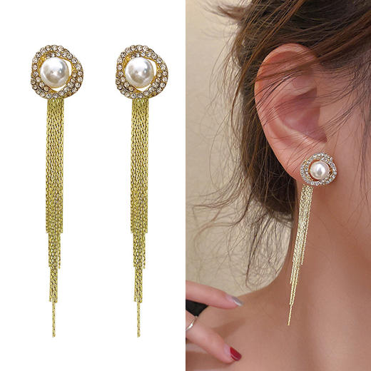 JU-A1876韩国时髦的耳坠2021新款气质春夏款珍珠复古港风耳环女简约冷淡风 商品图1