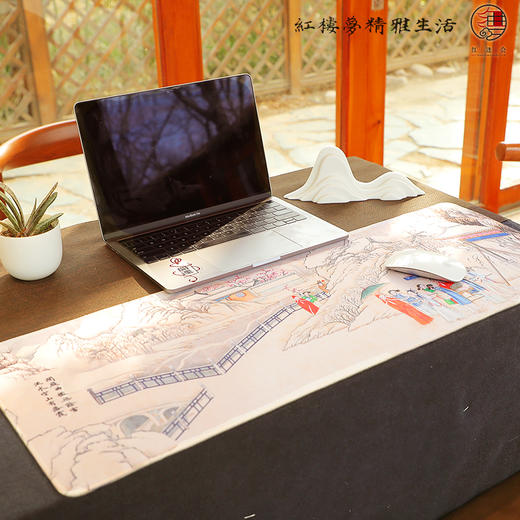 红楼桌垫 超大鼠标垫 新中式国风防水防油创意电脑桌垫 商品图1