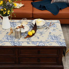 靛蓝唐草现代简约北欧轻奢茶几巾