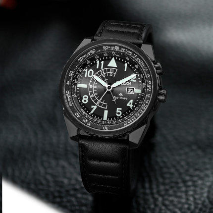 西铁城小牛皮带夜光深度防水日期显示光动能运动男表BJ7135-02E 商品图6