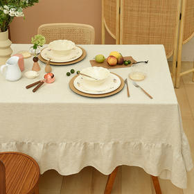 莫兰迪亚麻桌布北欧现代简约棉麻纯色茶几桌布