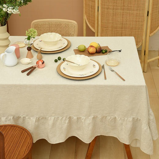 莫兰迪亚麻桌布北欧现代简约棉麻纯色茶几桌布 商品图0