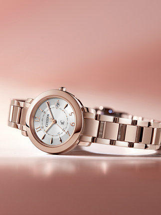 西铁城日本正品舒博钛™镀樱花粉色 光动能万年历多局电波女表ES9444-50B 商品图1