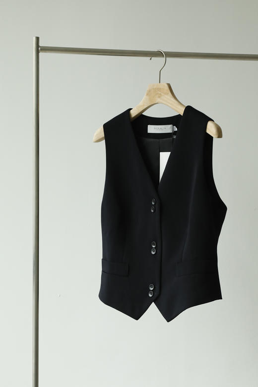 Semplicita | U00 无领西装双扣马甲 [  白/ 黑藏青 ] 商品图7