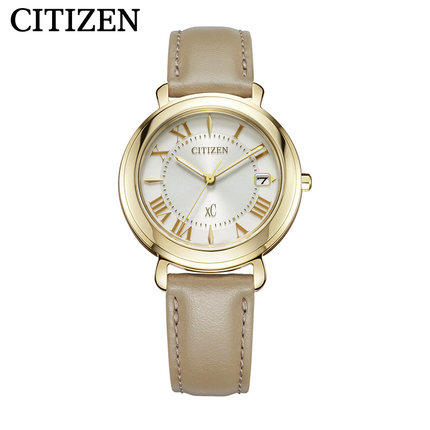 西铁城日本正品不锈钢镀玫瑰金XC系列光动能皮带女表EO1203-03A 商品图2