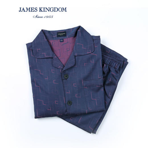 JAMES KINGDOM 男士春夏休闲套装长袖百搭薄款冰爽透气居家服睡衣套 商品图1