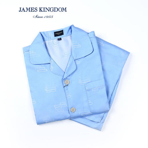 JAMES KINGDOM 男士春夏休闲套装长袖百搭薄款冰爽透气居家服睡衣套 商品图3