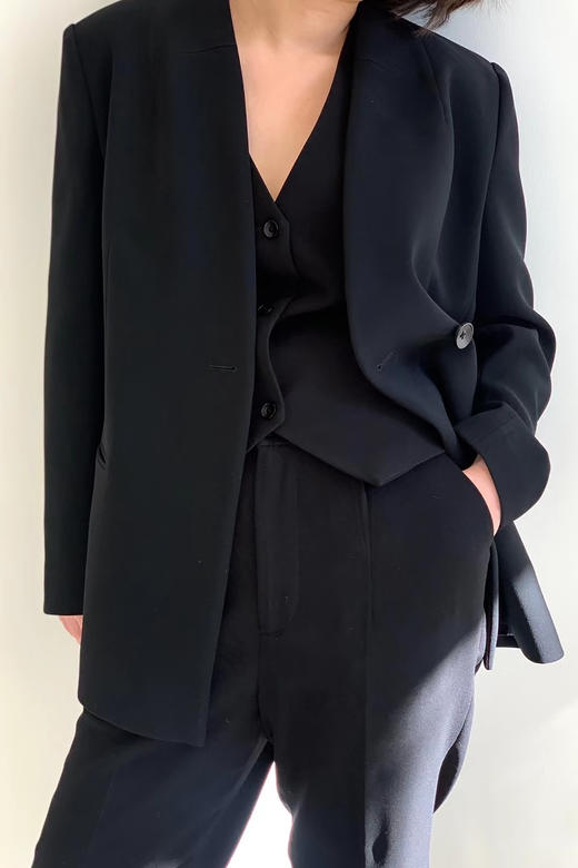 Semplicita | U00 无领西装双扣马甲 [  白/ 黑藏青 ] 商品图12