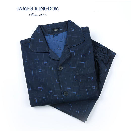 JAMES KINGDOM 男士春夏休闲套装长袖百搭薄款冰爽透气居家服睡衣套 商品图5
