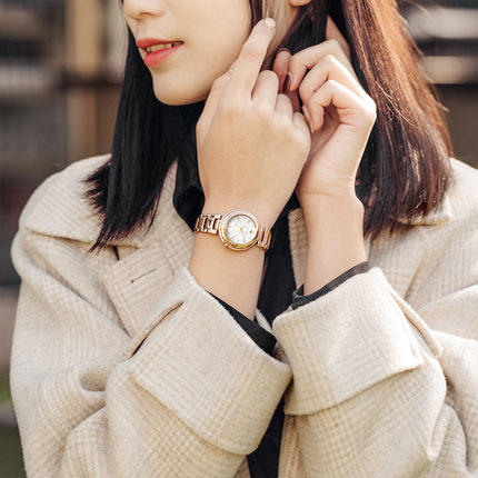 西铁城日本官方正品镶钻不锈钢镀樱花粉色光动能女表EM0583-84A 商品图4