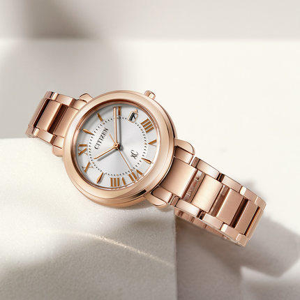 西铁城日本官方正品不锈钢镀粉金色XC系列光动能女表EO1202-57A 商品图1