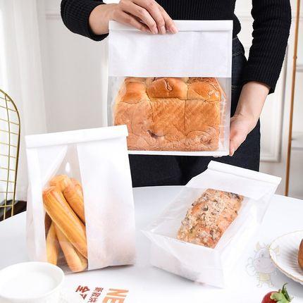白色折边封口吐司袋 大号/中号/小号 可选（4入/50入 可选） 白色折边包装袋雪花酥牛轧糖吐司面包袋 商品图1