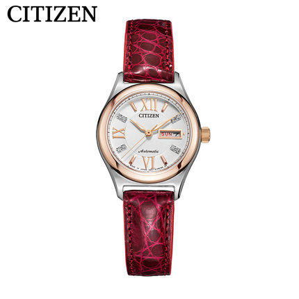 西铁城镶水晶鳄鱼皮表带时尚休闲自动机械女表PD7164-09AB 商品图1