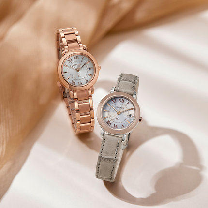 西铁城日本官方正品光动能万年历多局电波对时舒博钛樱花粉红色女表ES9442-55A 商品图3