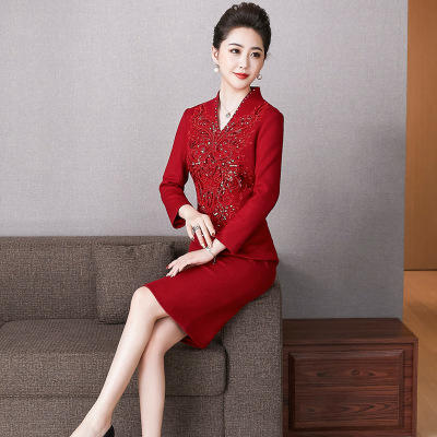 LC- 2129 2021年新款妈妈婚宴装礼服连衣裙高贵参加婚礼敬酒服高端喜婆婆装 商品图1