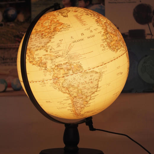 朋宸中英文版有灯仿古图地球仪10寸/30CM/PC-110HS3BW-AR 商品图3