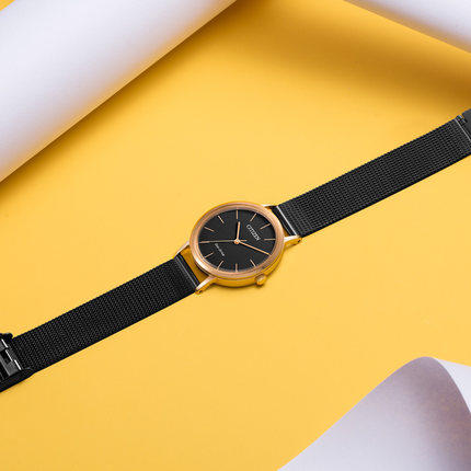 西铁城日本正品潮流ins风不锈钢镀玫瑰金色外壳不锈钢覆BIP表带光动能女表EM0577-87E 商品图2