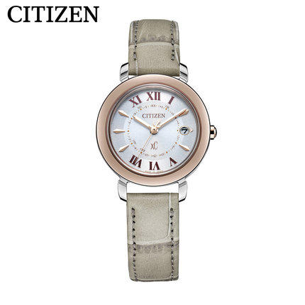 西铁城日本正品舒博钛™间樱花粉色小牛皮表带光动能万年历多局电波对时女表 ES9445-06A 商品图1