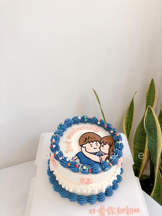 情侣纪念日/周年纪念日复古手绘蛋糕-低糖处理无添加 商品图0