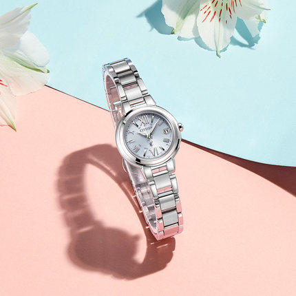 西铁城日本正品光动能不锈钢多局电波万年历女表ES9430-54A 商品图3