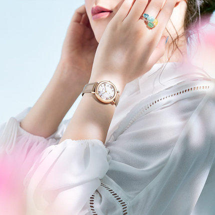 西铁城日本正品不锈钢镀玫瑰金XC系列光动能皮带女表EO1203-03A 商品图6