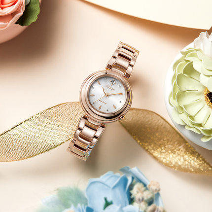 西铁城日本官方正品镶钻不锈钢镀樱花粉色光动能女表EM0583-84A 商品图1