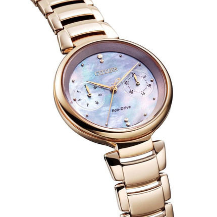 西铁城日本官方正品潮流时尚不锈钢镀玫瑰金色光动能女表FD1103-89Y 商品图3