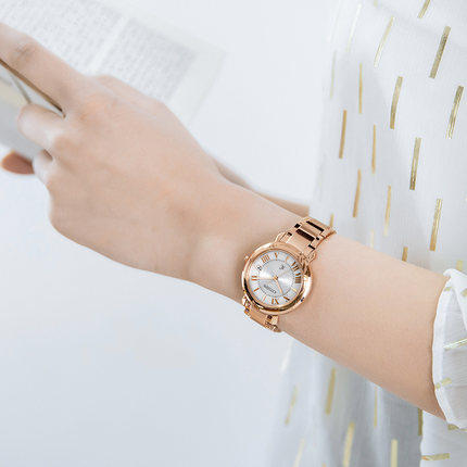 西铁城日本官方正品不锈钢镀粉金色XC系列光动能女表EO1202-57A 商品图3