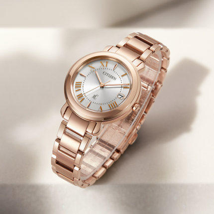 西铁城日本官方正品不锈钢镀粉金色XC系列光动能女表EO1202-57A 商品图2