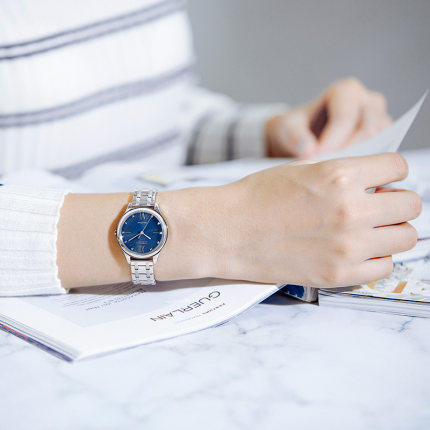 西铁城官方正品时尚光动能涟漪纹表盘钢带女表EM0500-73L 商品图4