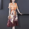 AHM-qyfs9727新款优雅气质收腰显瘦圆领短袖中长款雪纺碎花连衣裙 商品缩略图0