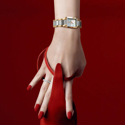 西铁城正品不锈钢间玫瑰金色复古小方盘光动能 女表EW5556-87D 商品图3