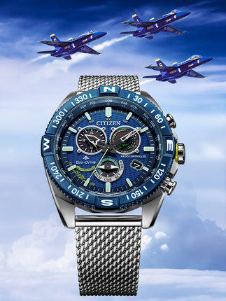 西铁城（CITIZEN）光动能多局电波男表蓝天使三代CB5848-57L 商品图4