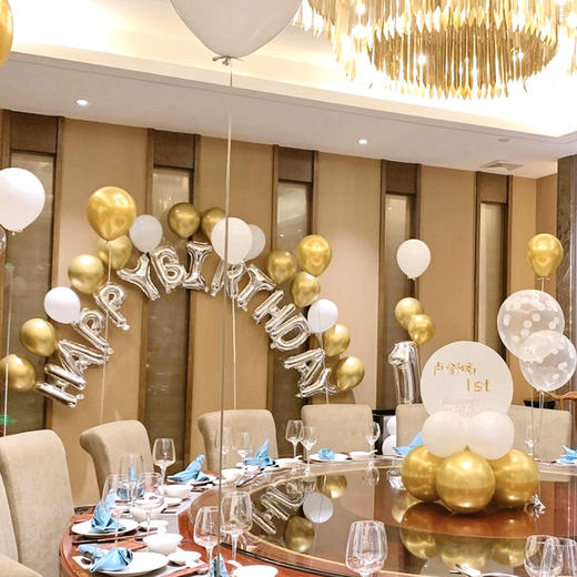 简单小预算宝宝宴满月1周岁生日宴会酒店包厢家里气球装扮上门布置 商品图0