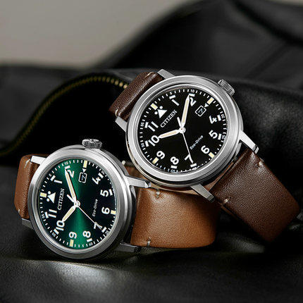 西铁城（CITIZEN）不锈钢小牛皮表带光动能男士时尚商务手表AW1620-21E 商品图4