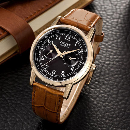 西铁城官方日本正品腕表光动能防水皮带小蓝针手表男AO9003-08E 商品图3