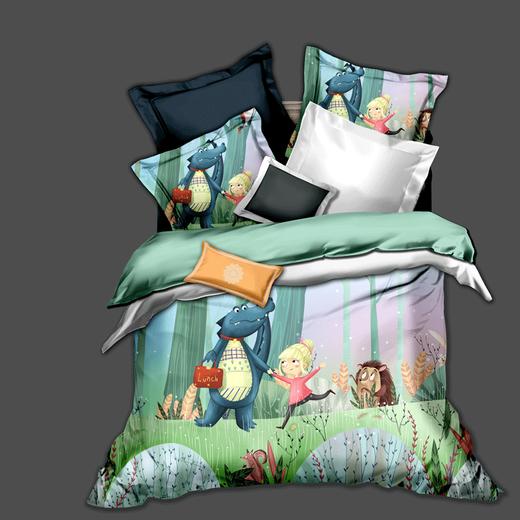 丛林奇遇记数码印花优质新疆长绒棉卡通被套四件套 商品图0