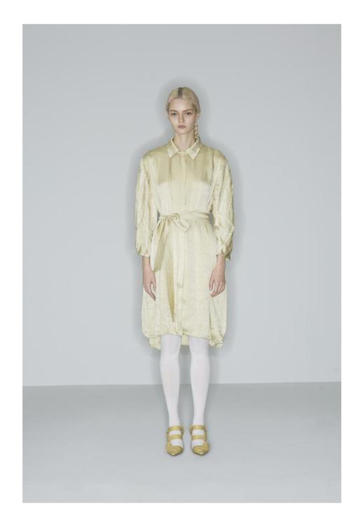 压褶重工衬衫连衣裙 商品图0