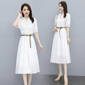 新款收腰连衣裙文艺气质V领连衣裙HR-LSNY2139