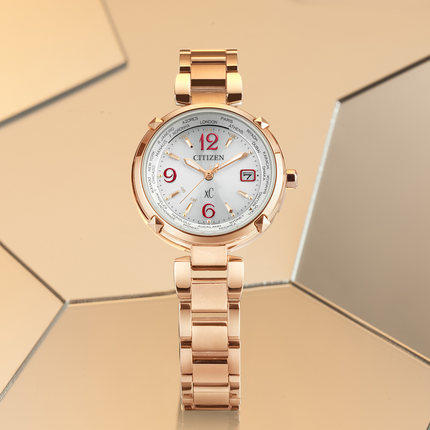 西铁城日本官方正品光动能多局电波时尚舒博钛粉金色女表EC1047-57A 商品图2