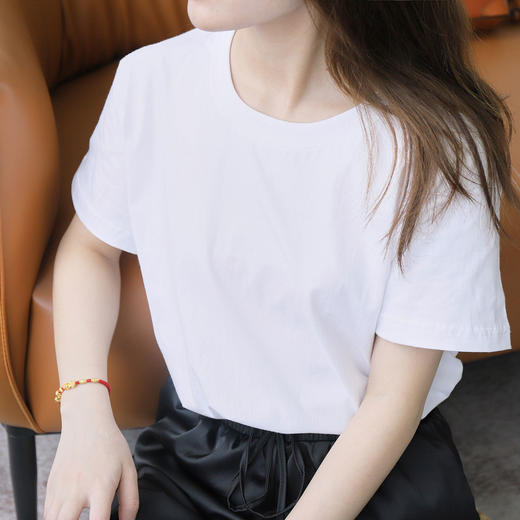 100％纯棉“小白T”，巨显瘦不发黄，不变形超舒适！不费力穿出高级时髦感,明星同款 商品图2