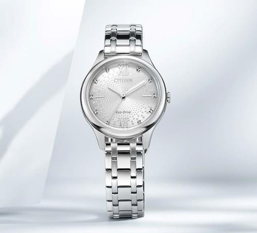 西铁城官方正品时尚光动能涟漪纹表盘钢带女表EM0500-73A 商品图2