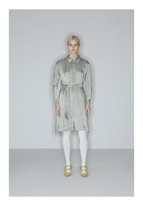 压褶重工衬衫连衣裙